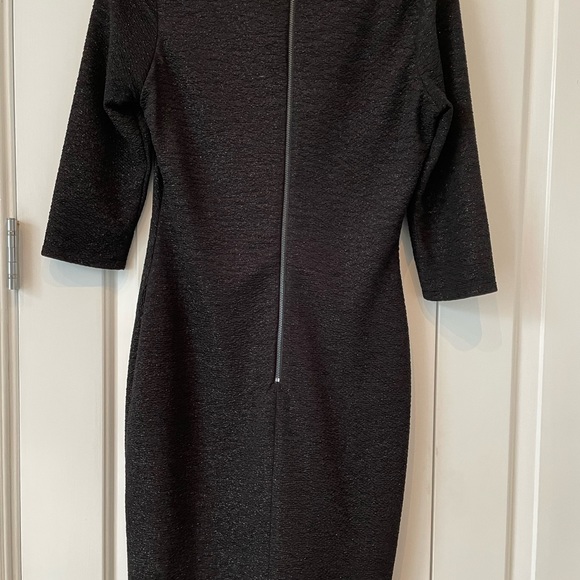 Andrew Marc Black Metalic Stretch Sheath Dress Sz 6 - Picture 6 of 7